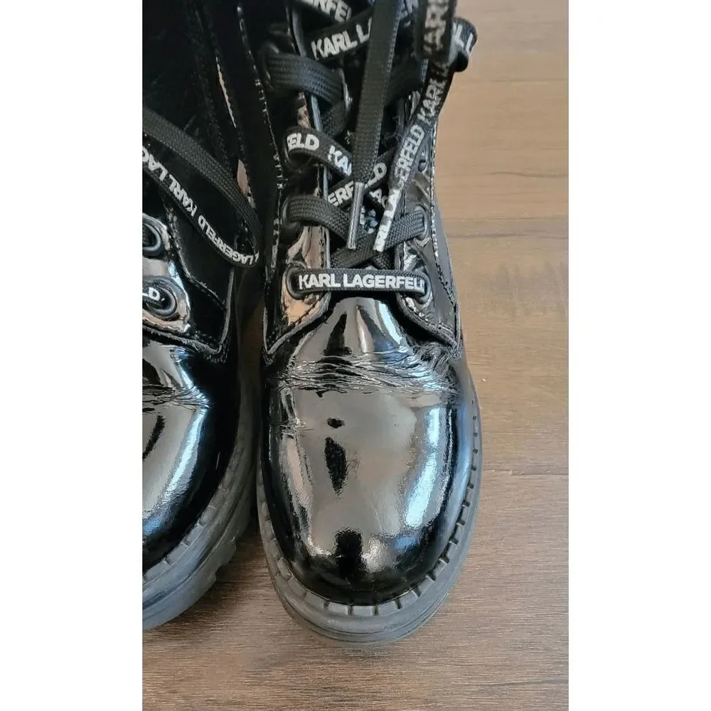 Karl Lagerfeld kids lace-up leather boot US size 2/CM21/UK1/EUR33